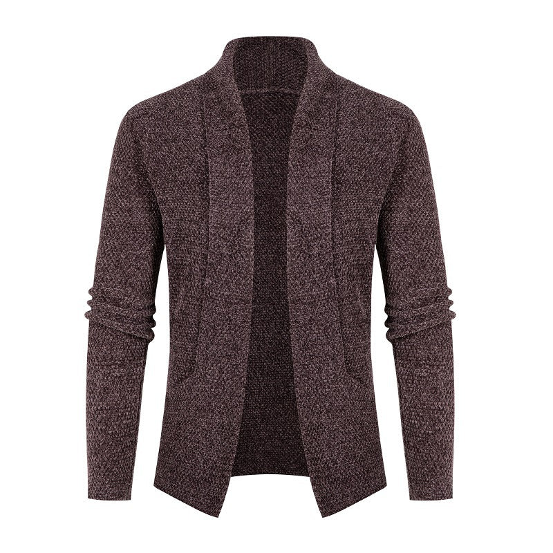 Herren Strickjacke mit modernem Schalkragen und feinem Strukturmuster EB
