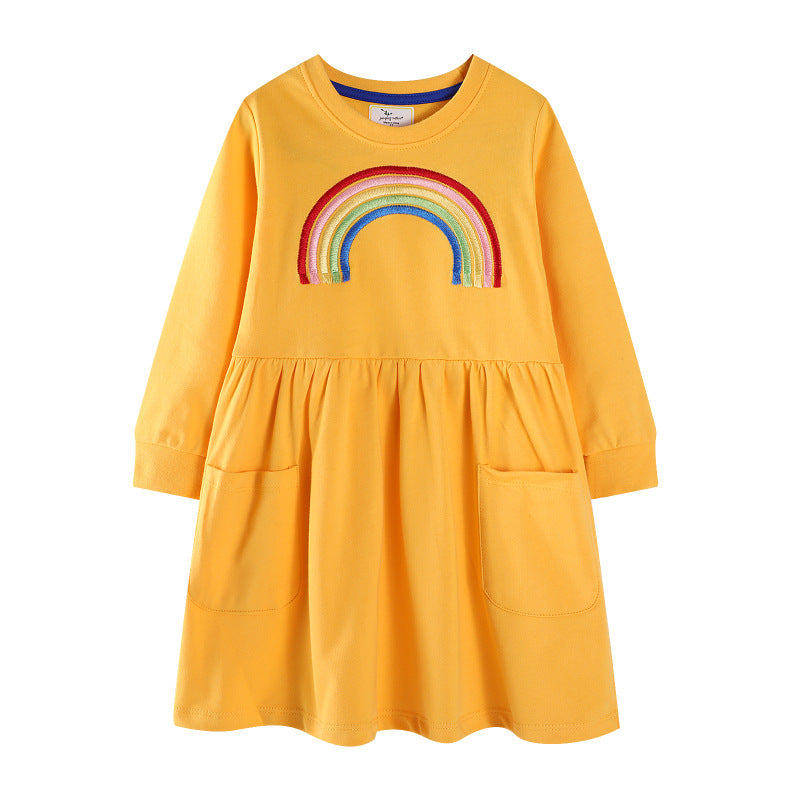 Mädchen Freizeitkleid mit Regenbogen-Stickerei EB