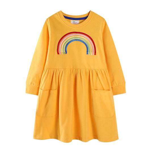 Mädchen Freizeitkleid mit Regenbogen-Stickerei EB