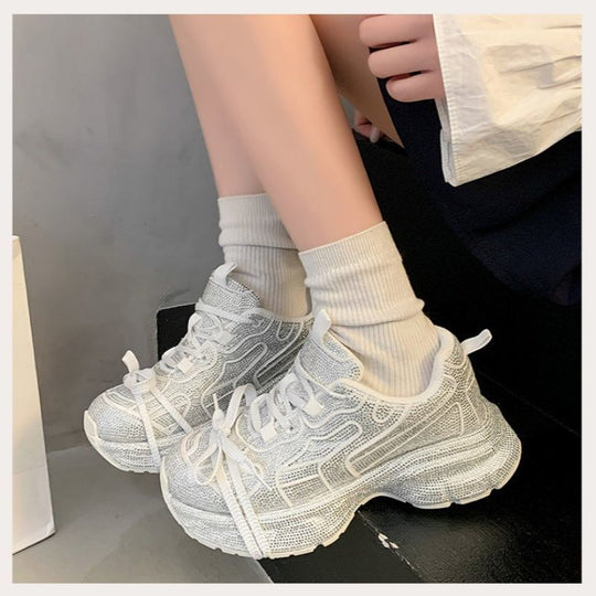 Damen Chunky-Plateau-Sneakers mit atmungsaktivem Mesh und sculpted Profil EB