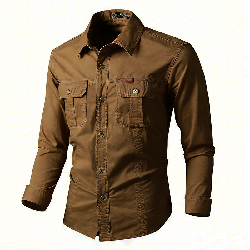 Herren nan leichte Overshirt-Jacke mit Klappbrusttaschen und klassischem Hemdkragen EB