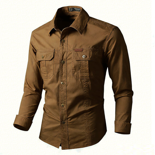 Herren  leichte Overshirt-Jacke mit Klappbrusttaschen und klassischem Hemdkragen EB