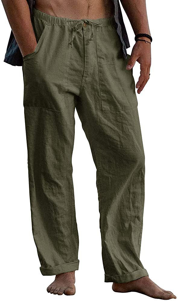 Herren nan leichte Leinenhose mit elastischem Bund und geradem Schnitt EB
