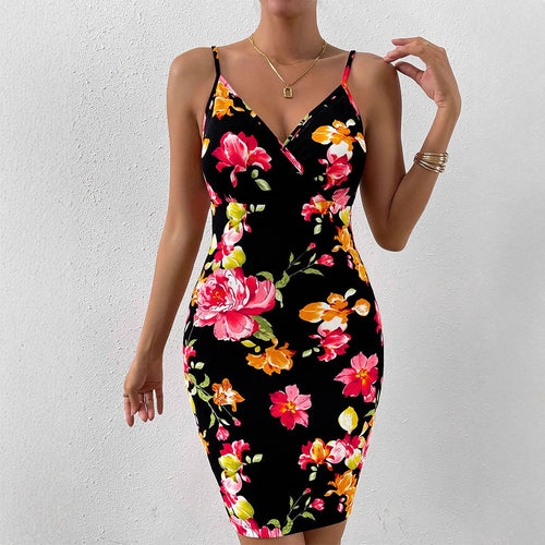 Damen Floral Wickelkleid EB