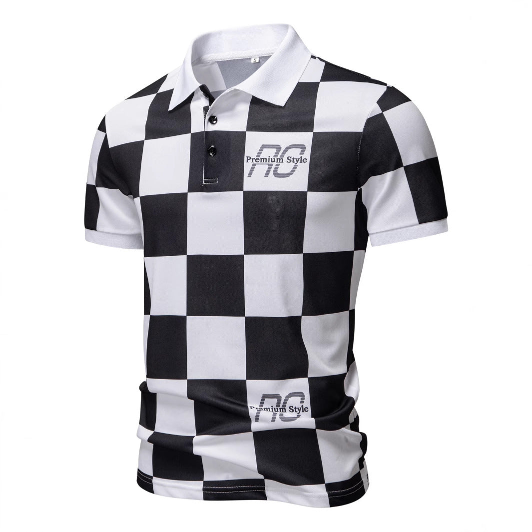 Herren Polo-Shirt mit kariertem Muster und modernem Kragen EB