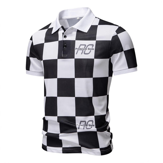 Herren Polo-Shirt mit kariertem Muster und modernem Kragen EB