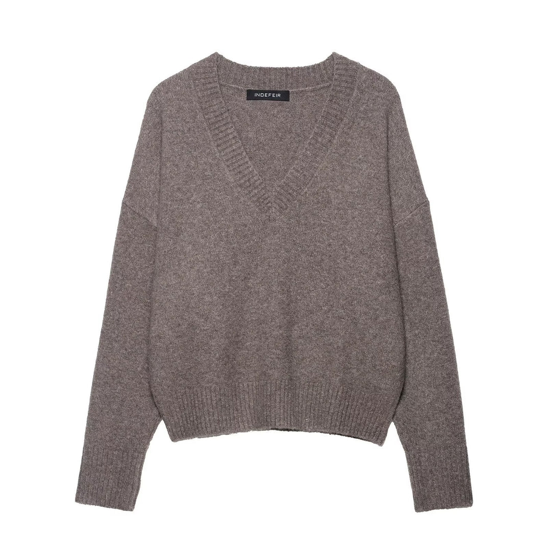 Damen kuscheliger V-Ausschnitt Pullover EB