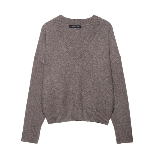 Damen kuscheliger V-Ausschnitt Pullover EB