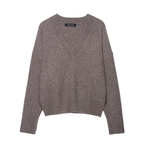 Damen kuscheliger V-Ausschnitt Pullover EB