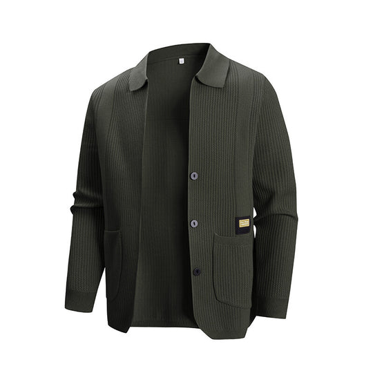 Herren Strickjacke mit modernem Rippmuster und praktischen Taschen EB