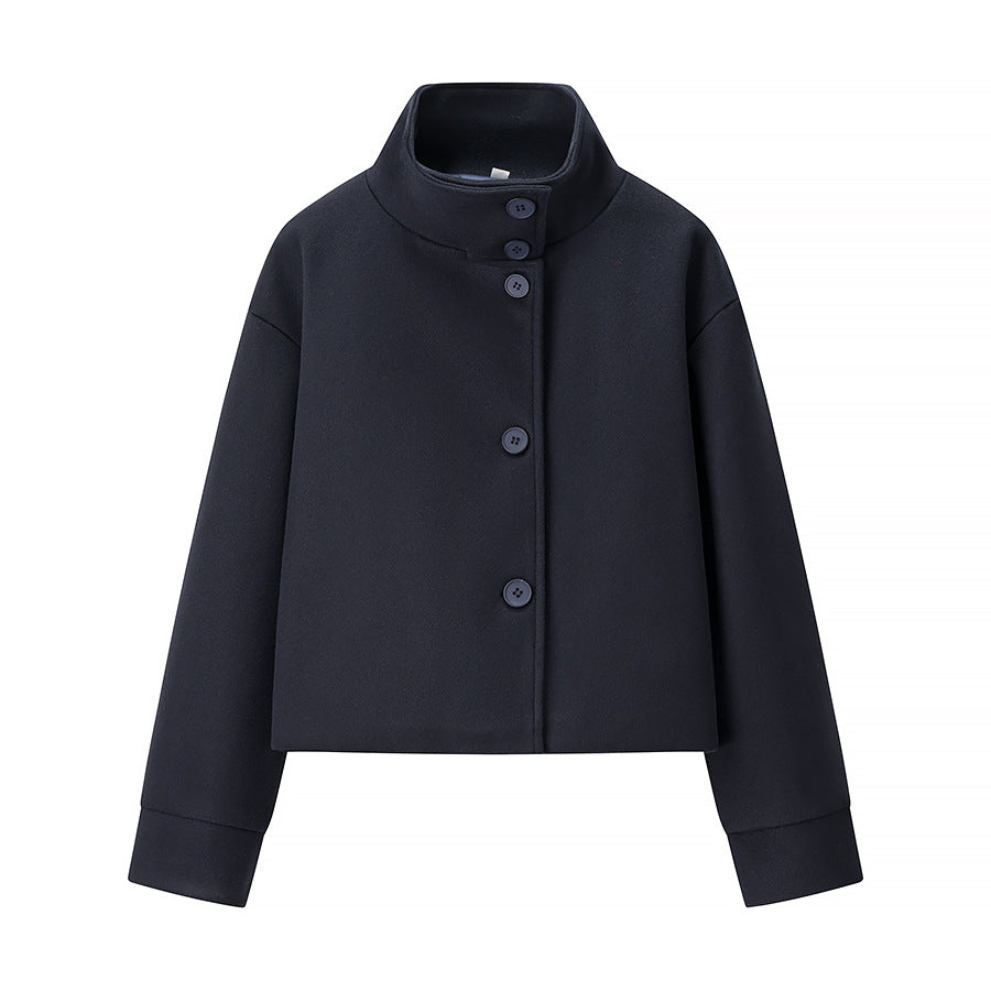 Damen elegante Kurzjacke mit hohem Kragen und dekorativen Knöpfen EB