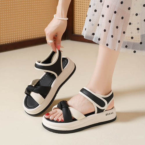Damen bequeme Sandaletten mit modischem Knoten-Design EB