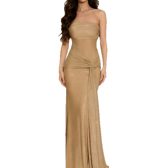 Damen Strapless Glamour Kleid mit eleganten Schals EB