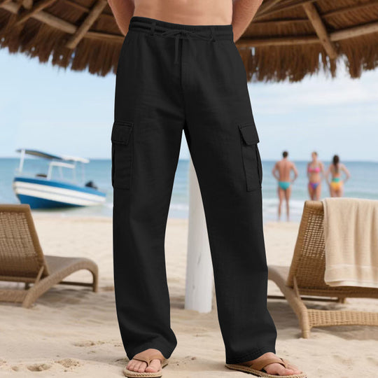 Herren lässige Cargo-Hose mit elastischem Bund und seitlichen Taschen EB