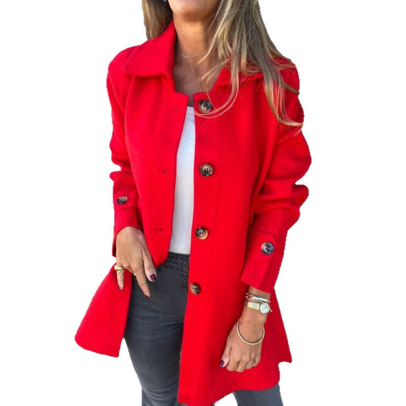 Damen elegante Übergangsjacke mit schickem Kragen und dekorativen Knopfdetails EB