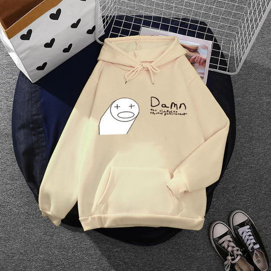 Unisex nan oversized Kapuzenpullover mit minimalistischem Frontprint und Kängurutasche EB