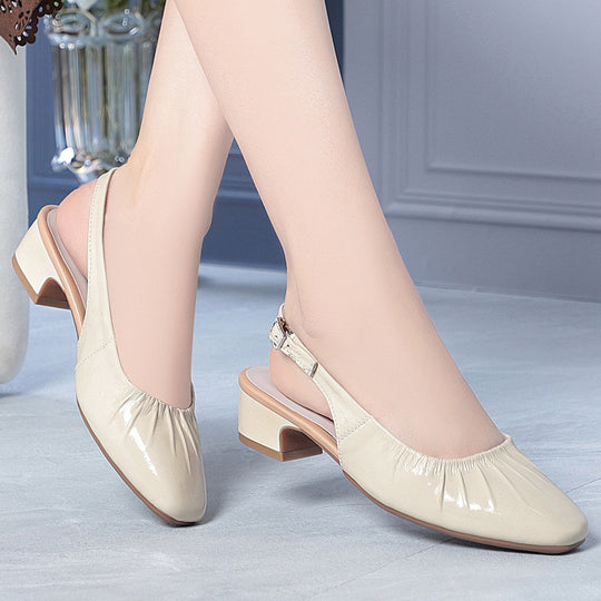 Damen Slingpumps mit elastischem Rüschendesign EB