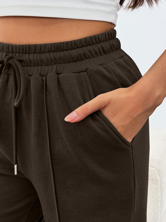 Damen nan komfortable High-Waist Jogginghose mit Kordelzug und tiefen Eingrifftaschen EB