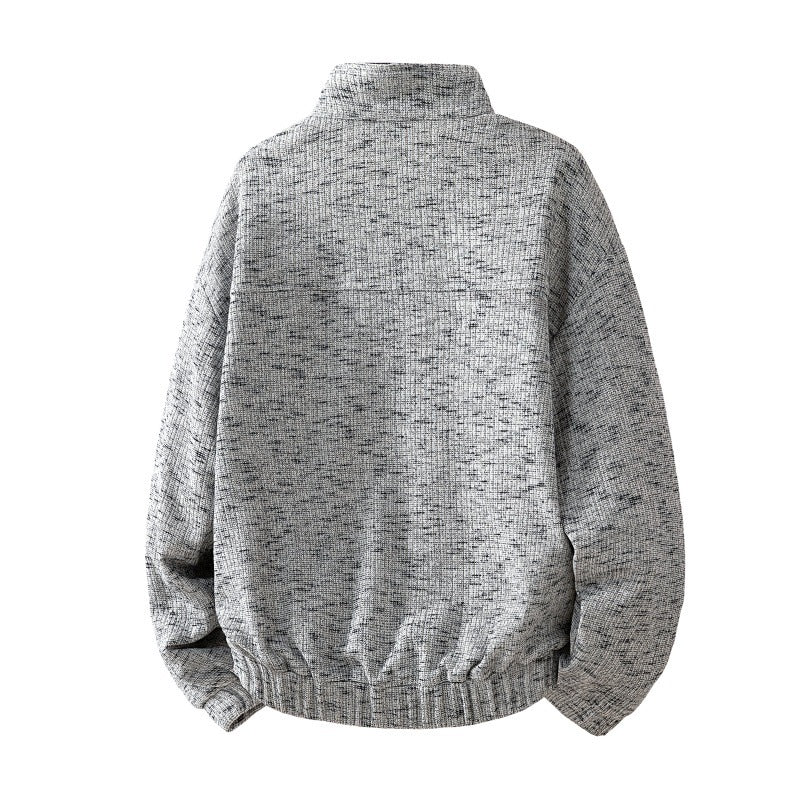Herren strukturiertes Oversize-Sweatshirt mit Stehkragen, Druckknopfblende und Kängurutasche EB