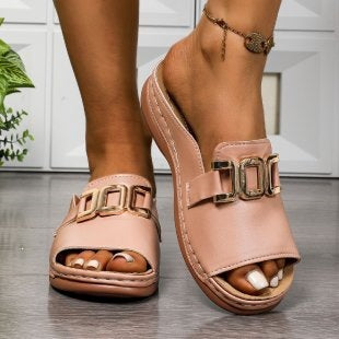 Damen Glamouröse Pantoletten mit modischem Riemendesign EB