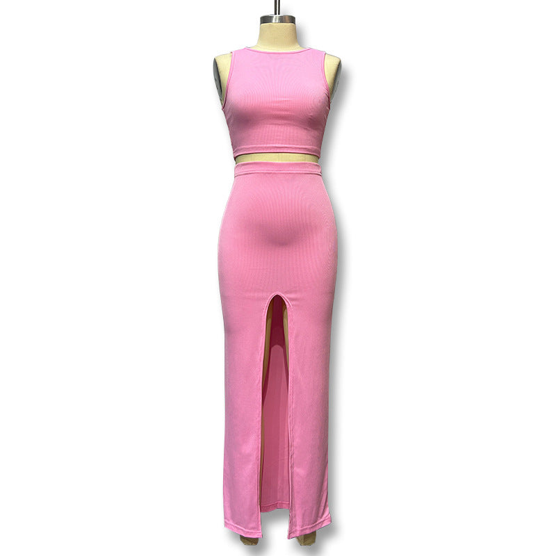 Damen Schlauchkleid mit Spaghettiträgern und seitlichem Schlitz EB