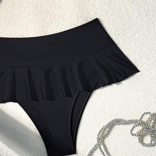 Damen Badeset mit eleganter Rüsche und hohem Taille EB