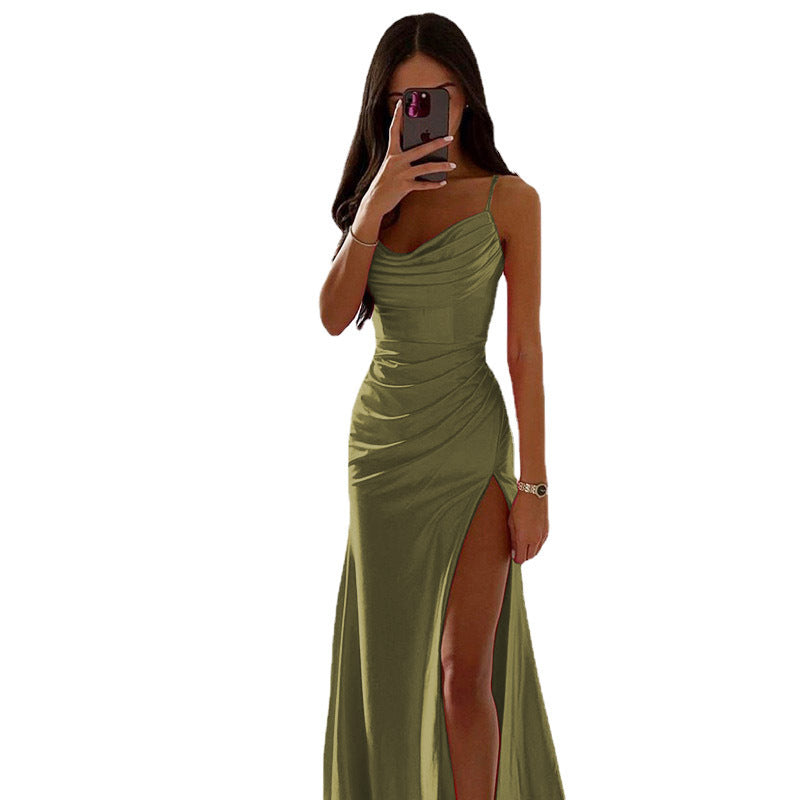 Damen Glamouröses Abendkleid mit seitlichem Schlitz und raffinierten Raffungseffekten EB