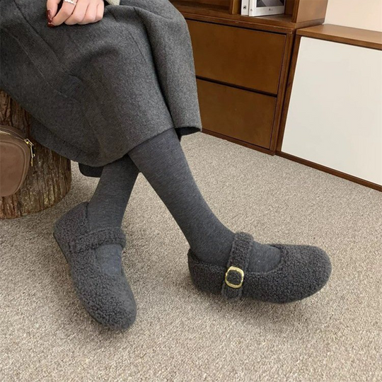 Damen Bequeme Hausschuhe mit Schnallenverschluss und weichem Innenfutter EB