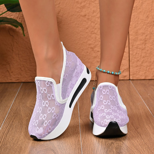 Damen Slip-On Sneakers mit floralem und atmungsaktivem Obermaterial EB