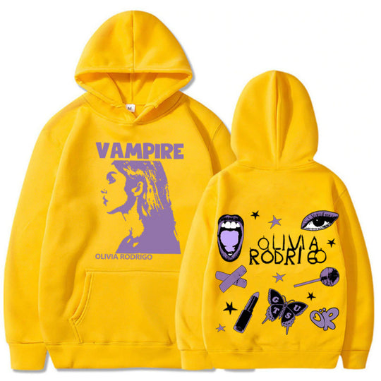 Damen Kapuzenpullover mit künstlerischem Vampir-Print und oversized Schnitt EB