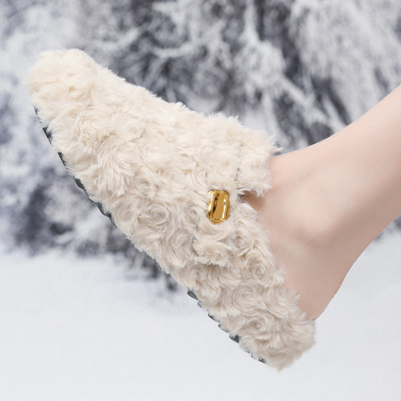 Damen Flauschige Hausschuhe mit modischem Design und warmem Futter EB