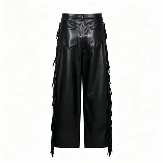 Damen Kunstlederhose mit Fransenbesatz EB