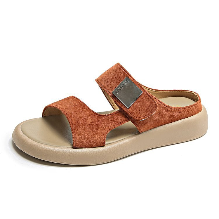 Damen bequeme Sandalen mit verstellbarem Klettverschluss und weichem Fußbett EB
