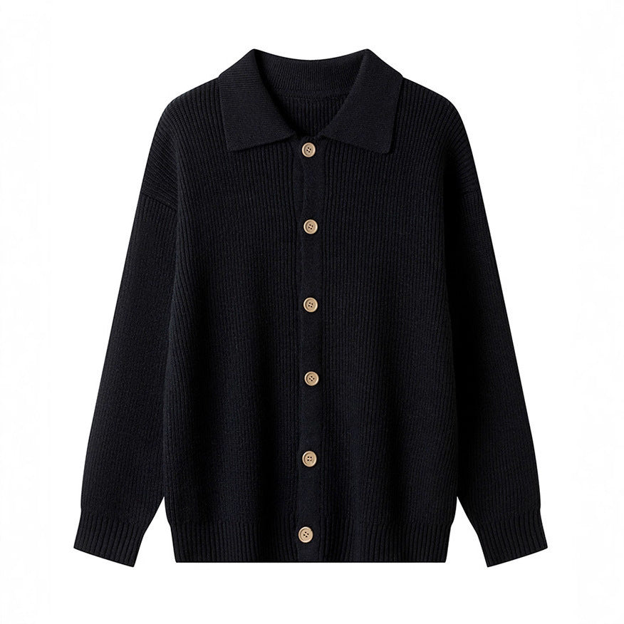 Damen Gemusterte Strickjacke mit Kragen und Knopfleiste EB