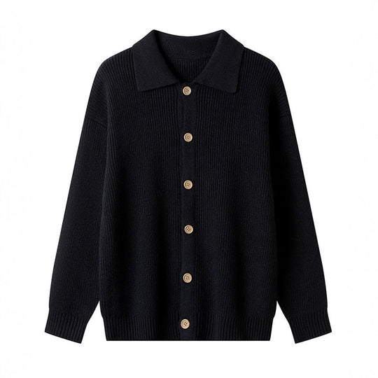 Damen Gemusterte Strickjacke mit Kragen und Knopfleiste EB