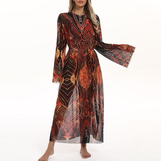 Damen eleganter Strandkimono mit floralem Muster EB