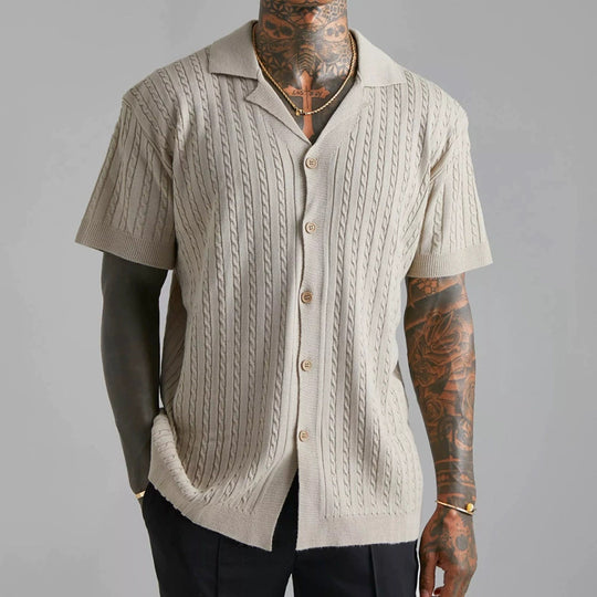 Herren Strickhemd mit strukturiertem Muster EB