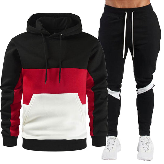 Herren nan sportives Hoodie- und Jogginghose-Set mit Kontrastblenden, Kängurutasche, elastischem Bund und schmal zulaufendem Bein EB