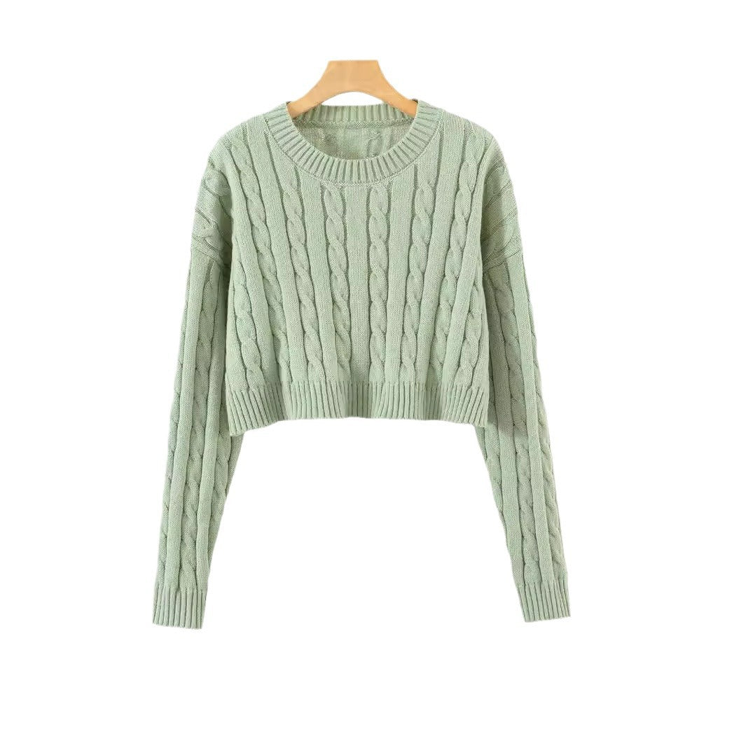 Damen Kurzgeschnittener Strickpullover EB