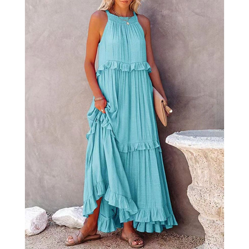 Damen Maxikleid mit voluminösem Rock EB