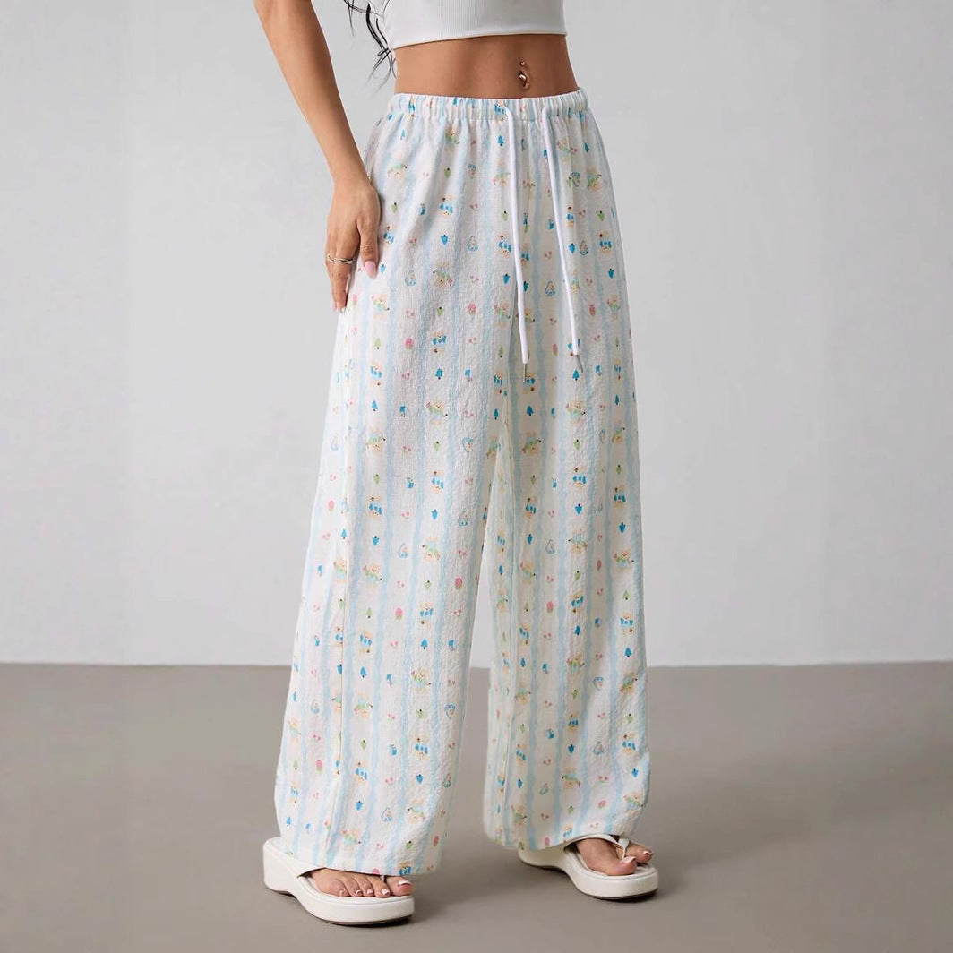 Damen luftige Sommerhose mit buntem Blumenmuster EB