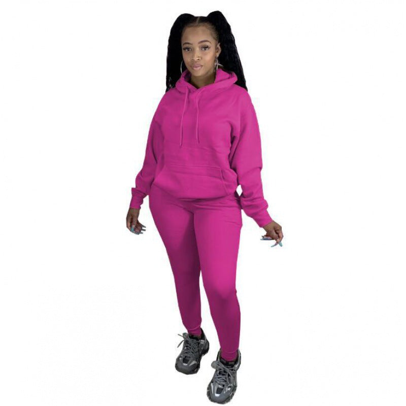 Damen Zweiteiliges Freizeitset mit Oversize Kapuzenpullover und Leggings mit hohem Bund, schmaler Passform EB