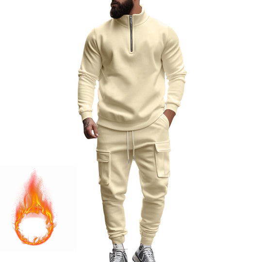 Herren sportlicher Sweatanzug mit höherem Kragen und praktischen Taschen EB