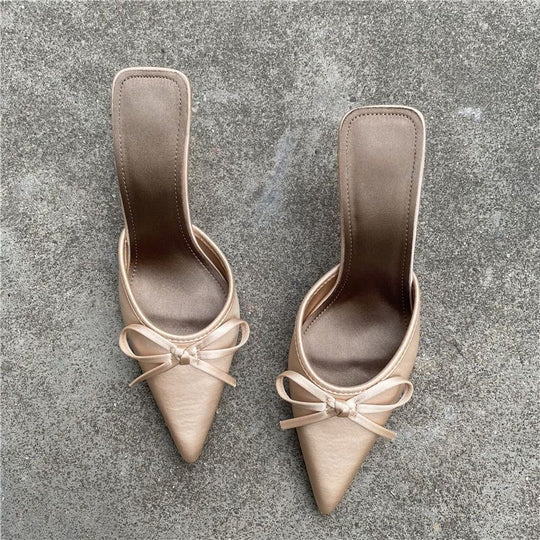 Damen elegante Slingback-Pumps mit feiner Schleifenverzierung EB