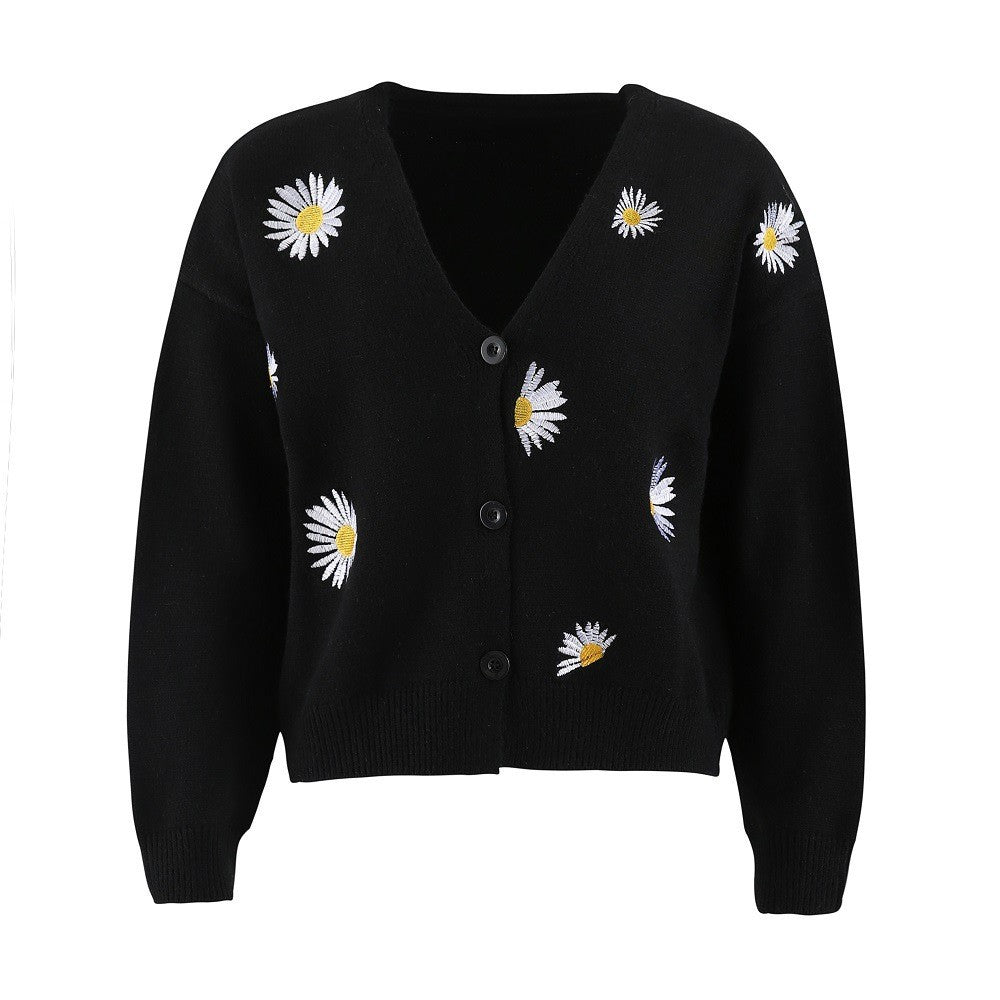 Damen Strickjacke mit Blumenmuster EB