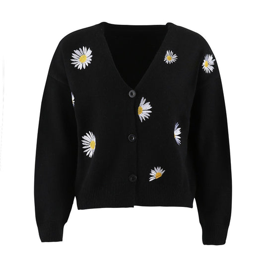 Damen Strickjacke mit Blumenmuster EB