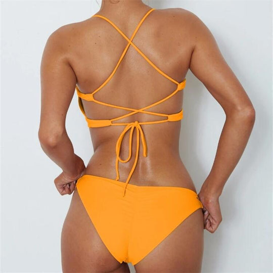 Damen Bikini mit modischem Bandeau-Oberteil und verstellbaren Trägern EB