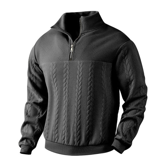 Herren Strickpullover mit modernem Stehkragen und praktischem Reißverschluss EB