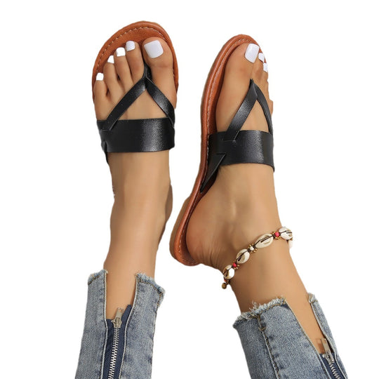Damen Offene Freizeit-Sandalen mit geflochtenem Riemendesign EB