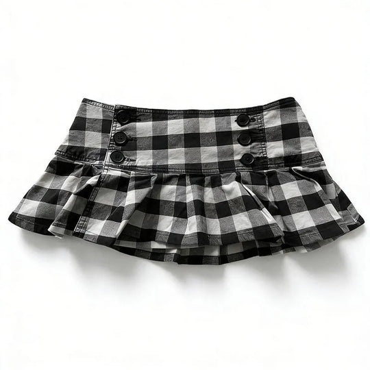 Damen Gingham Rüschenrock mit Knopfdetails EB